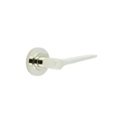 Knightsbridge Door Handle on Knurled Rose Polished Nickel