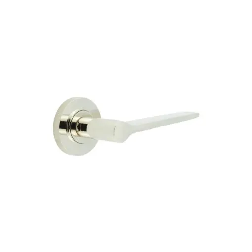Knightsbridge Door Handle on Knurled Rose Polished Nickel