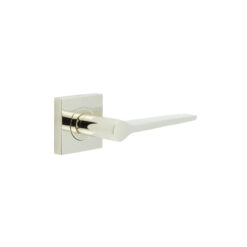 Knightsbridge Door Handle on Square Plain Rose Polished Nickel