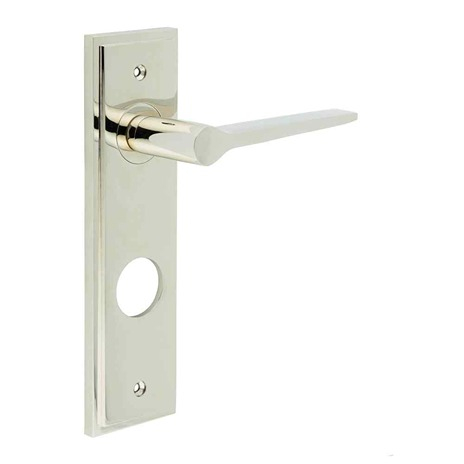 Knightbridge Door Handle Din Bathroom Backplate Polished Nickel