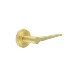 Knightsbridge Door Handle on Stepped Rose Satin Brass