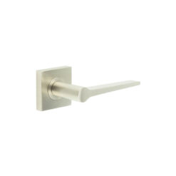 Knightsbridge Door Handle on Square Plain Rose Satin Nickel