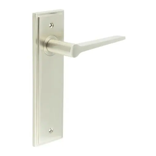 Knightbridge Door Handle Latch Backplate Satin Nickel