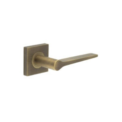 Knightsbridge Door Handle on Square Plain Rose Antique Brass