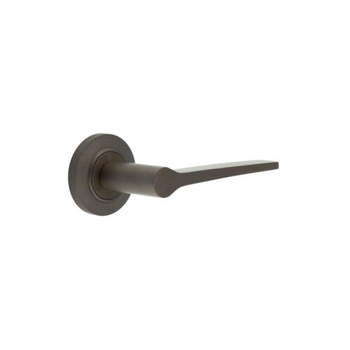 Knightsbridge Door Handle on Chamfered Rose Dark Bronze