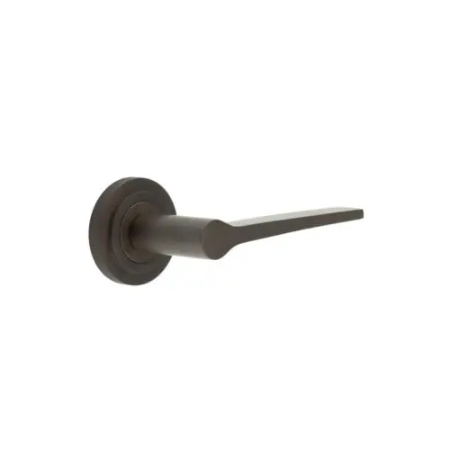 Knightsbridge Door Handle on Stepped Rose Dark Bronze