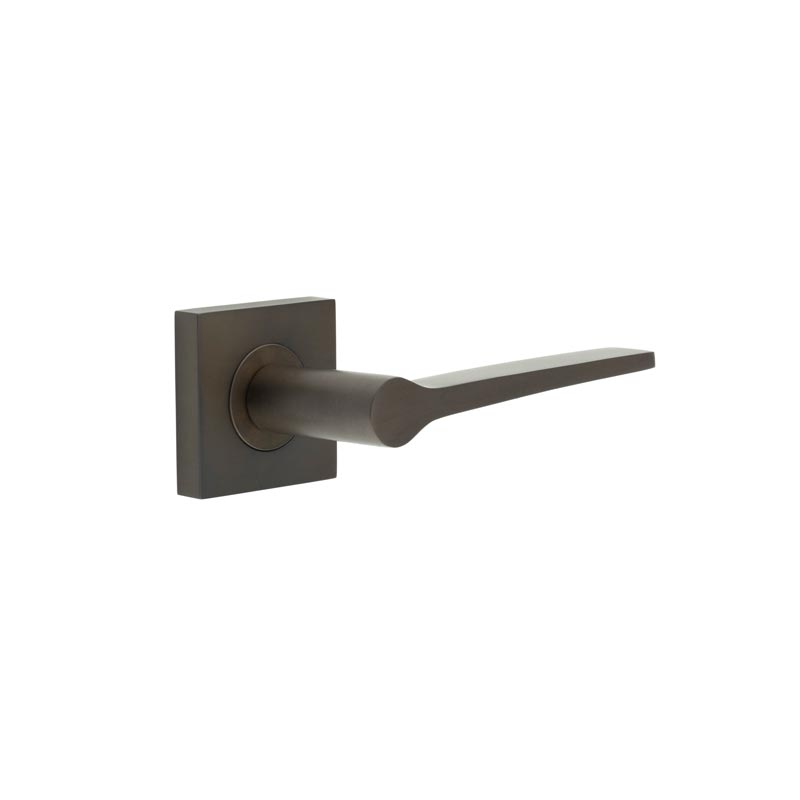 Knightsbridge Door Handle on Square Plain Rose Dark Bronze