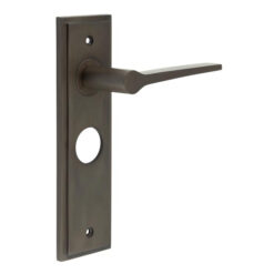 Knightbridge Door Handle Bathroom Backplate Dark Bronze