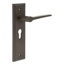 Knightbridge Door Handle Euro Backplate Dark Bronze