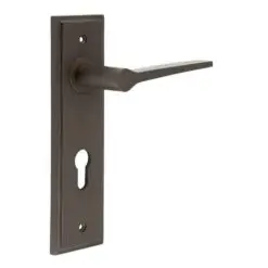 Knightbridge Door Handle Din Euro Backplate Dark Bronze