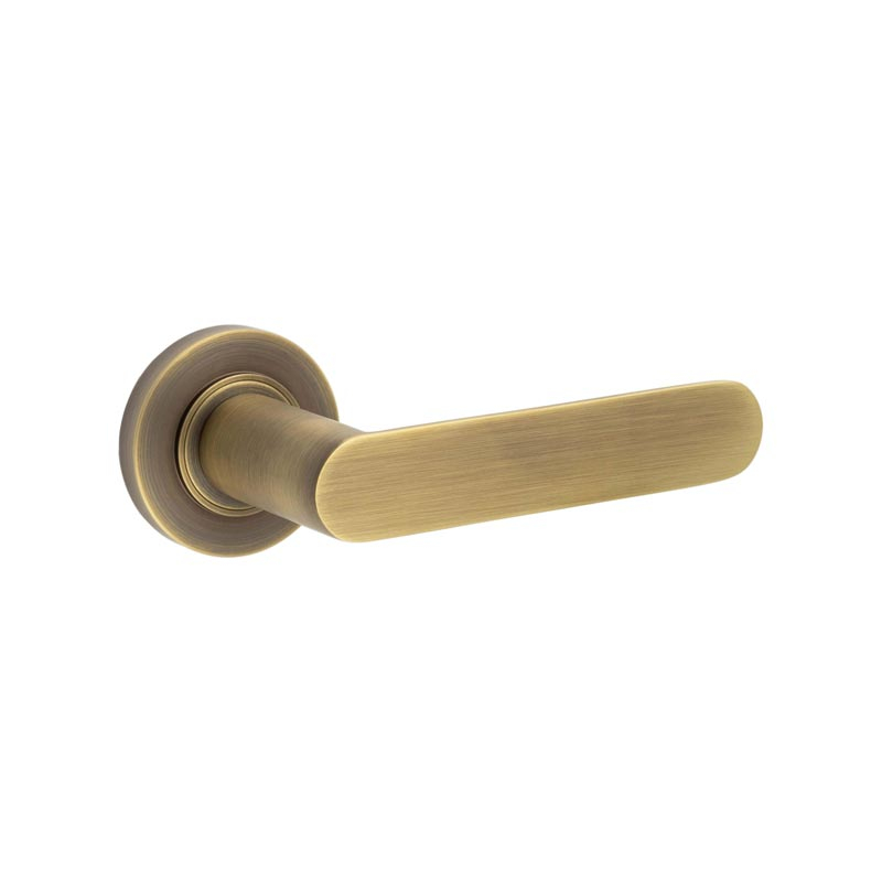 Kensington Door Handles Plain Rose Antique Brass