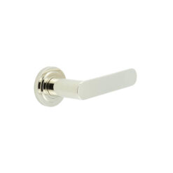 Kensington Door Handles Stepped Rose Polished Nickel