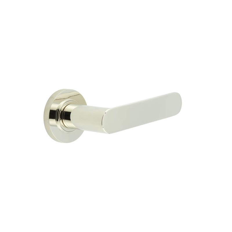 Kensington Door Handles Knurled Rose Polished Nickel