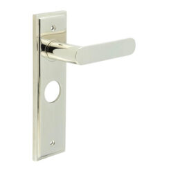 Kensington Door Handle Bathroom Backplate Polished Nickel