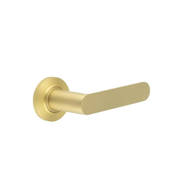 Kensington Door Handles Chamfered Rose Satin Brass