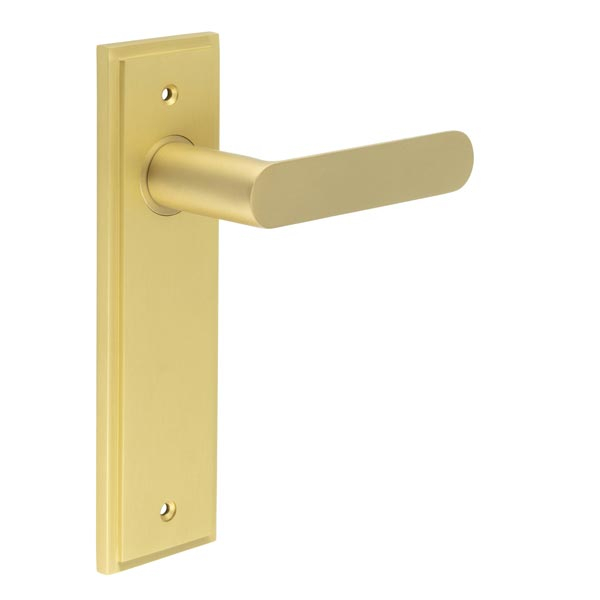 Kensington Door Handle Latch Backplate Satin Brass