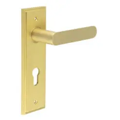 Kensington Door Handle Din Euro Backplate Satin Brass