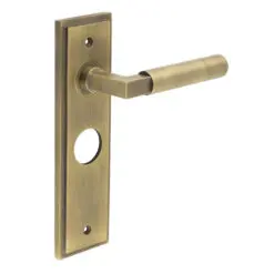 Westminster Door Handle Bathroom Backplate Antique Brass