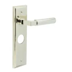 Westminster Door Handle Bathroom Backplate Polished Nickel