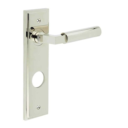 Westminster Door Handle Din Bathroom Backplate Polished Nickel