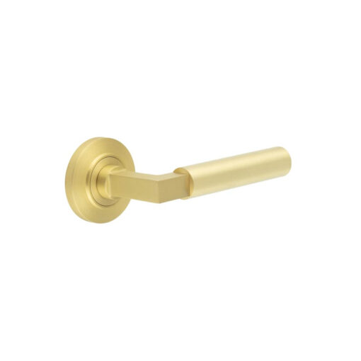 Westminster Door Handles Chamfered Rose Satin Brass