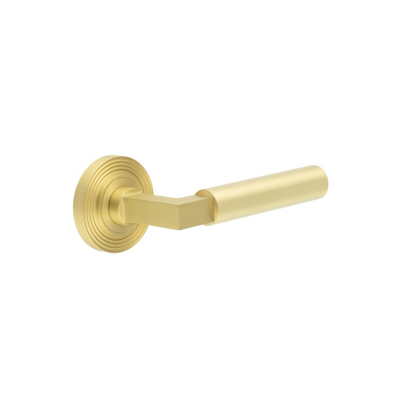 Westminster Door Handles Reeded Rose Satin Brass