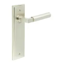 Westminster Door Handle Latch Backplate Satin Nickel
