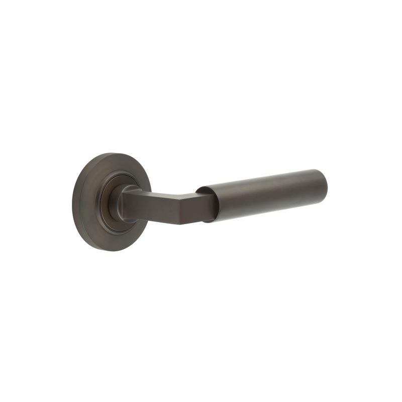 Westminster Door Handle on Chamfered Rose Dark Bronze