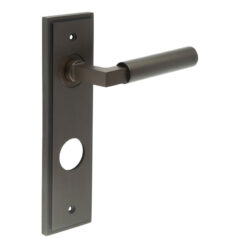 Westminster Door Handle Din Bathroom Backplate Dark Bronze