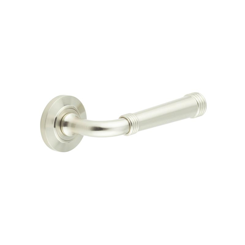 Highgate Door Handles Chamfered Rose Satin Nickel