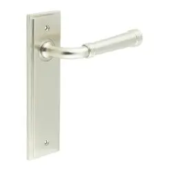 Highgate Door Handle Latch Backplate Satin Nickel