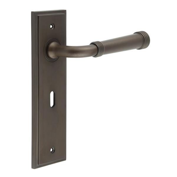 Highgate Door Handle Lock Backplate Dark Bronze