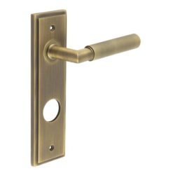 Piccadilly Door Handle Din Bathroom Backplate Antique Brass