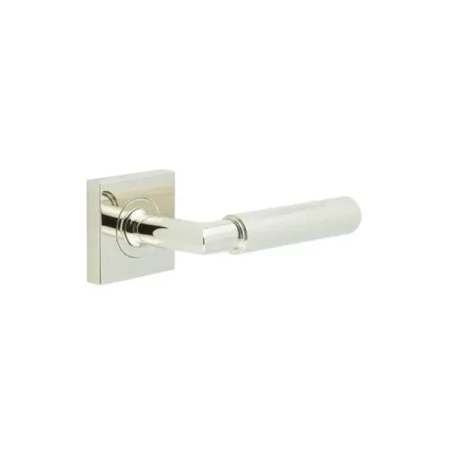 Piccadilly Door Handle on Square Plain Rose Polished Nickel