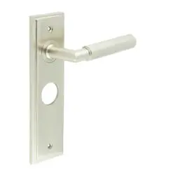 Piccadilly Door Handle Bathroom Backplate Satin Nickel