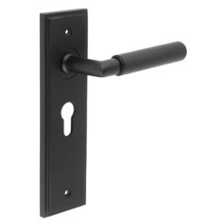 Piccadilly Door Handle Euro Backplate Matt Black