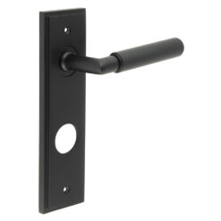 Piccadilly Door Handle Din Bathroom Backplate Matt Black