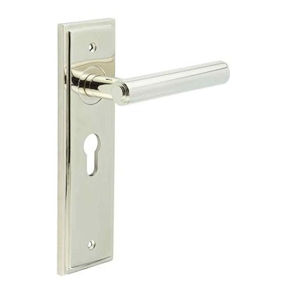 Richmond Door Handle Euro Backplate Polished Nickel