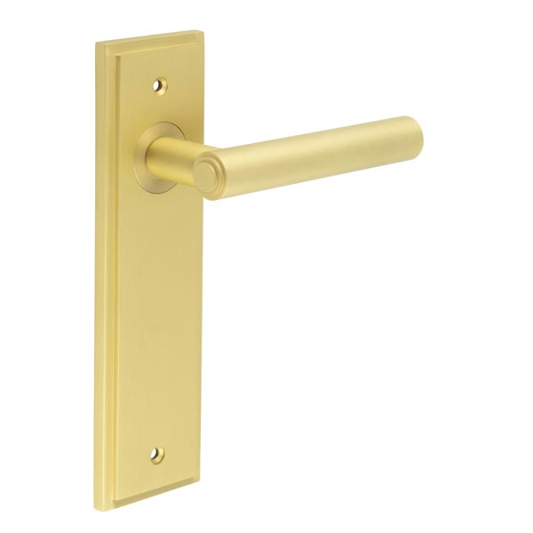 Richmond Door Handle Latch Backplate Satin Brass