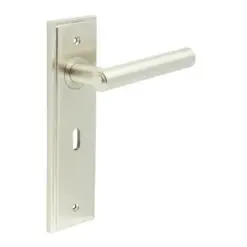 Richmond Door Handle Lock Backplate Satin Nickel