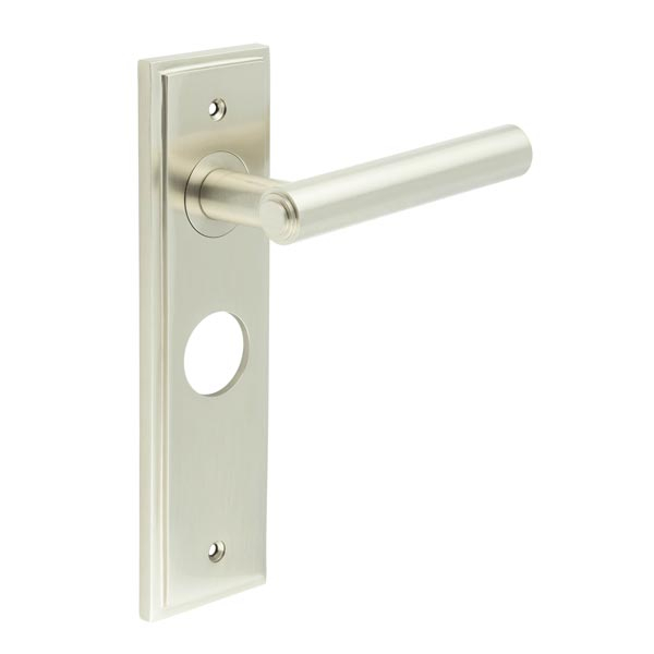 Richmond Door Handle Bathroom Backplate Satin Nickel