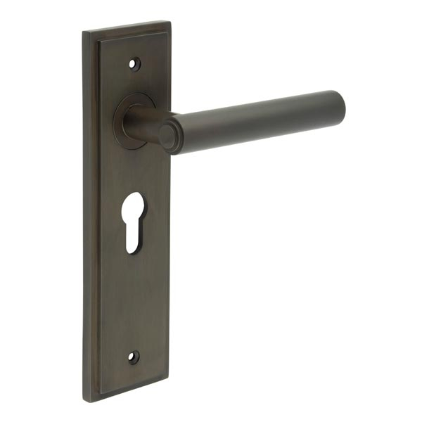 Richmond Door Handle Euro Backplate Dark Bronze