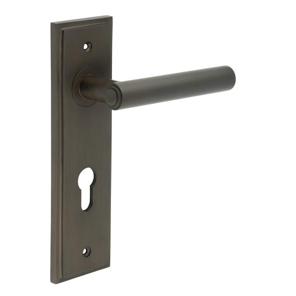 Richmond Door Handle Din Euro Backplate Dark Bronze