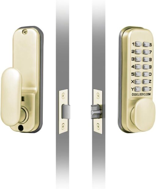 CODELOCKS Mechanical Digital Locks 100 series Mortice Latch Hold open Polished Brass