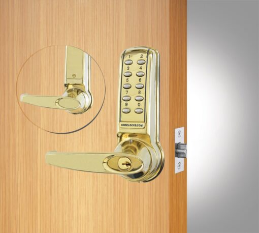 CODELOCKS CL4000 Electronic Digital Lock Tubular Mortice Latch PVD P/Brass