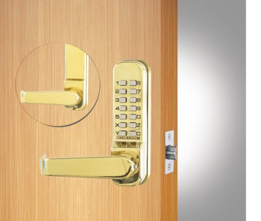 CODELOCKS 410 Mechanical Digital Locks 400 series Tubular Mortice Latch PVD Polished Brass