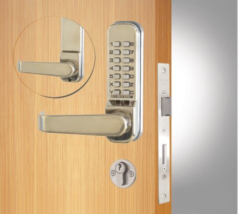 CODELOCKS 425 Mechanical Digital Locks 400 series with Anti-Panic Mort.Lock D/Cyl Passage S PVD Stainless Steel