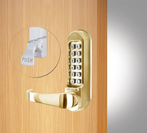 CODELOCKS 505 Mechanical Digital Locks 500 series Front Plate Only Passage- Panic Kit PVD Polished Brass