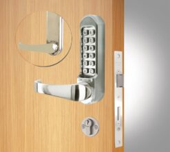 CODELOCKS 520 Mechanical Digital Locks 500 series with Anti-Panic Mort.Lock D/Cyl PVD Stainless Steel