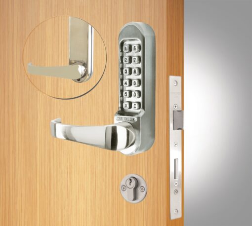 CODELOCKS 525 Mechanical Digital Locks 500 series with Anti-Panic Mort.Lock D/Cyl Passage PVD Stainless Steel